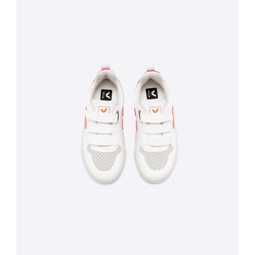 Kids' Veja V-10 CWL Sneakers White/Orange | ZA 858DFM